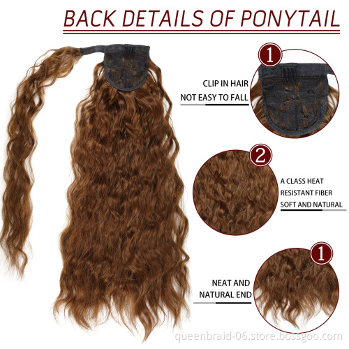 Curly Ponytail Natural Wrap On Clip Hair Extensions for Women False Hair Horse Tail Heat Resistant Synthetic Hair Piece